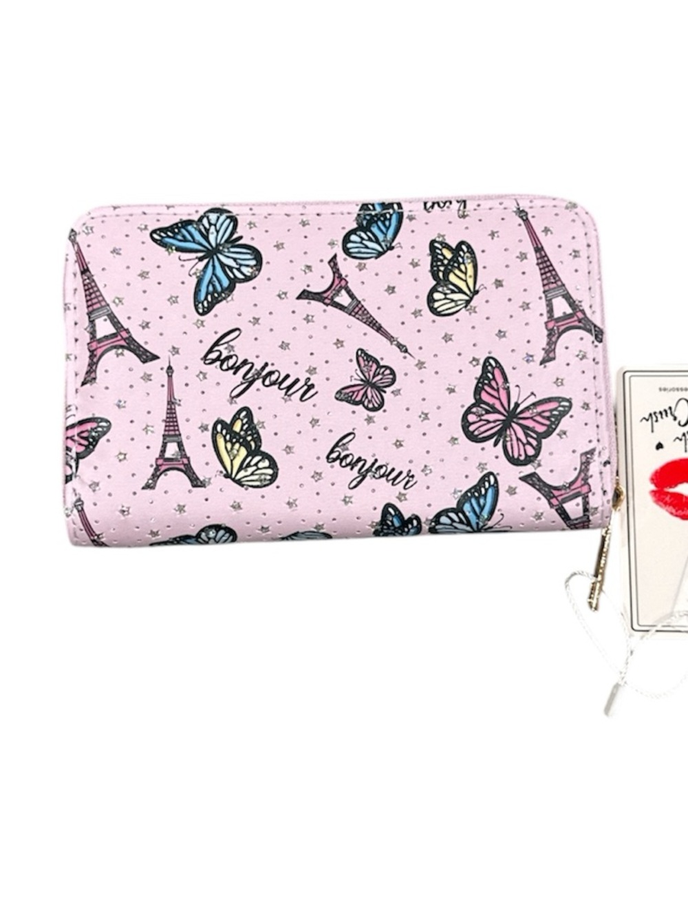 Bonjour Butterfly Zip Wallet - Pink Purple Lavender